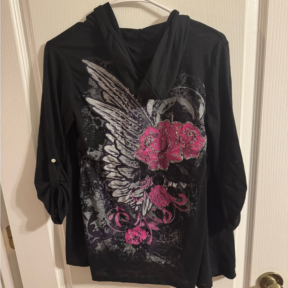 Elegant Black and Pink Women's Cardigan